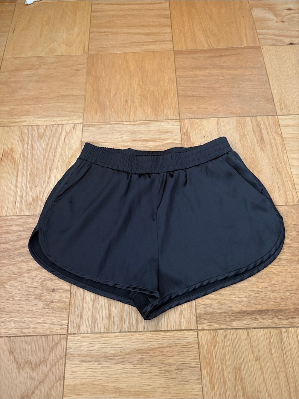 Topshop Black satin Shorts with Elastic Waist